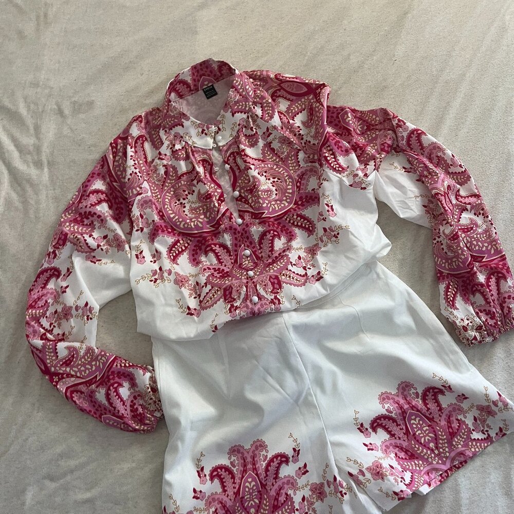 Shein Floral Print Drop Shoulder Shirt and Shorts size L